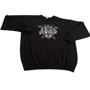 Jerzees Sweater Men XL Black Crew Neck Pullover Sweatshirt‎ Workout Gym Jumper